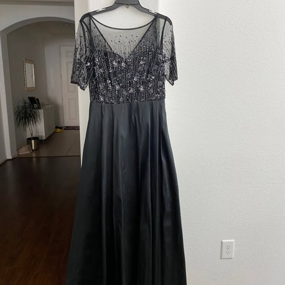 Adrianna Papell Beaded Mesh & Taffeta Gown